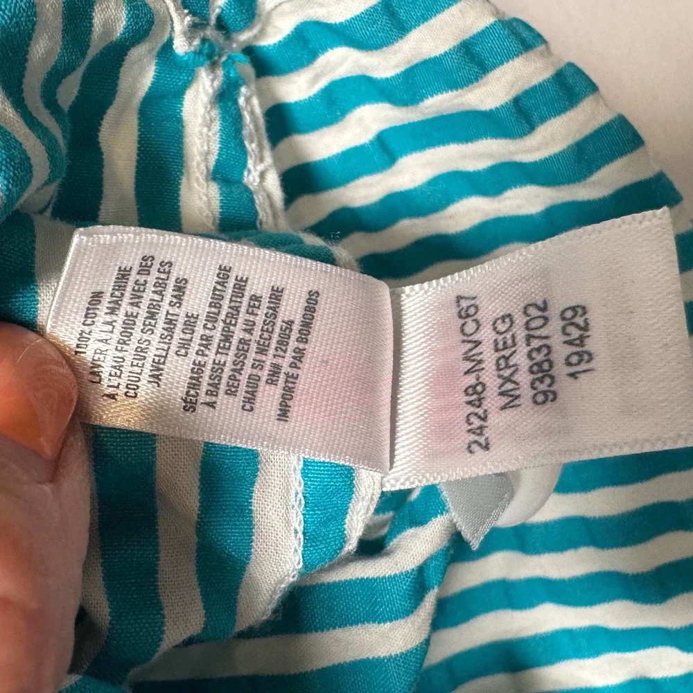 Bonobos Seersucker Chore Jacket Mens Medium Teal White Stripe Puckered Cotton